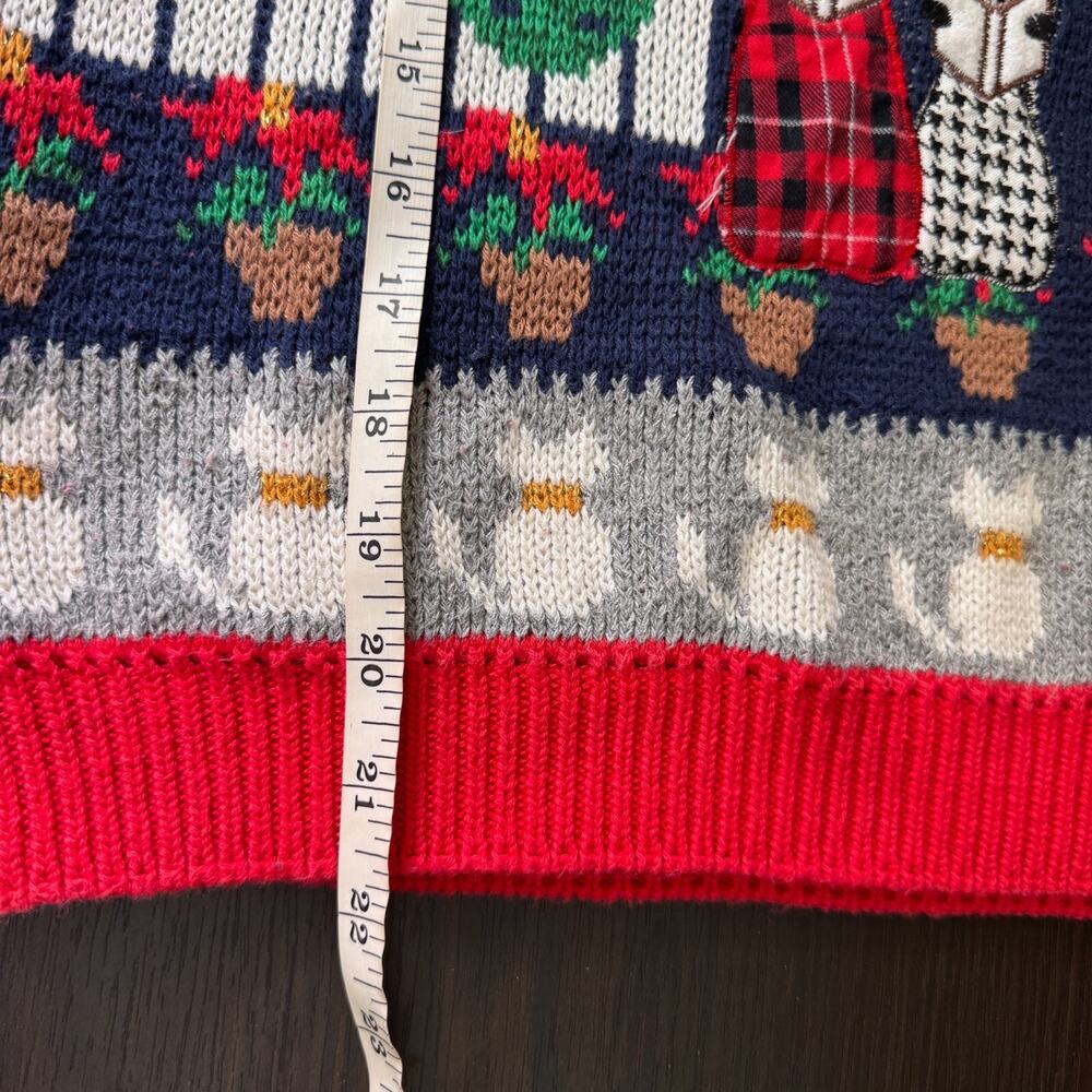 Vintage Christmas Sweater Women Small Ugly Xmas Party Carolers Cats Holiday 90s - Picture 11 of 12